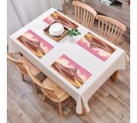 QRFASFZO Table Mats Set of 6, Place Mats Table Placemats Washable Non-slip Heat Insulation Woven Vinyl for,Fairytale,Princess Castle Cartoon Like Image on The Hill with Sunset Image Art Prin,12x18 in