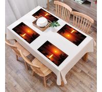 QRFASFZO Table Mats Set of 6, Place Mats Table Placemats Washable Non-slip Heat Insulation Woven Vinyl for,Lake sunset, sunset on the lake with leaves, nature Theme promotions and landscapes,12x18 in