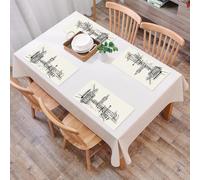 QRFASFZO Table Mats Set of 6, Place Mats Table Placemats Washable Non-slip Heat Insulation Woven Vinyl for,Modern,London City with Big Ben Monument Scene in Sketch Style British Famous Town,12x18 in