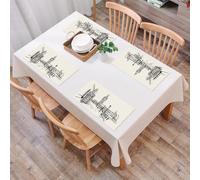 QRFASFZO Table Mats Set of 6, Place Mats Table Placemats Washable Non-slip Heat Insulation Woven Vinyl for,Modern, London City with Big Ben Monument scene in sketch style,12x18 in