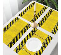 QRFASFZO Table Mats Set of 6, Place Mats Table Placemats Washable Non-slip Heat Insulation Woven Vinyl for,Architectural art, warning industrial panel with yellow and black dangerous stripes,12x18 in