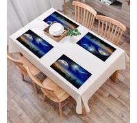 QRFASFZO Table Mats Set of 6, Place Mats Table Placemats Washable Non-slip Heat Insulation Woven Vinyl for,Full moon rise and comet star in the dark starry sky,12x18 in