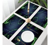 QRFASFZO Table Mats Set of 6, Place Mats Table Placemats Washable Non-slip Heat Insulation Woven Vinyl for,Abstract and magical image of Firefly flying in the night forest.,12x18 in
