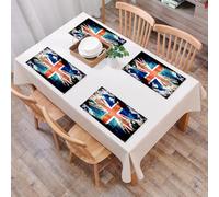 QRFASFZO Table Mats Set of 6, Place Mats Table Placemats Washable Non-slip Heat Insulation Woven Vinyl for,ld Shaky Grunge Distressed Union Jack Flag of Great in British Country,12x18 in