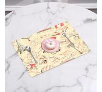 QRFASFZO Table Mats Set of 6, Place Mats Table Placemats Washable Non-slip Heat Insulation Woven Vinyl for,Paris Decor,French Culture Themed Doodle with Airship Croissants Coffee Hat Sunglas,12x18 in