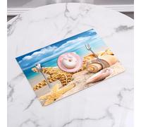 QRFASFZO Table Mats Set of 6, Place Mats Table Placemats Washable Non-slip Heat Insulation Woven Vinyl for,Quiet beach landscape, starfish and shells, vivid coastal landscape photography and,12x18 in