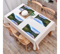 QRFASFZO Table Mats Set of 6, Place Mats Table Placemats Washable Non-slip Heat Insulation Woven Vinyl for,Lake decoration, reflection of snowy maroon bells in autumn al,12x18 in