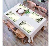 QRFASFZO Table Mats Set of 6, Place Mats Table Placemats Washable Non-slip Heat Insulation Woven Vinyl for,Forest, nature theme the panorama of a forest pattern birds on tree branches print,12x18 in