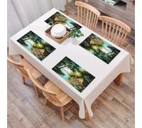 QRFASFZO Table Mats Set of 6, Place Mats Table Placemats Washable Non-slip Heat Insulation Woven Vinyl for,Landscape painting, a country hut, nestled in a reflective river, shrouded in green,12x18 in