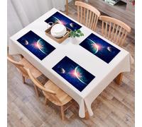 QRFASFZO Table Mats Set of 6, Place Mats Table Placemats Washable Non-slip Heat Insulation Woven Vinyl for,Galaxy Outer Space theme Planet Earth and Mars in Space Discovery,12x18 in