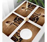 QRFASFZO Table Mats Set of 6, Place Mats Table Placemats Washable Non-slip Heat Insulation Woven Vinyl for,Basketball, Ball in the net on crumpled paper Style Backdrop Score,12x18 in