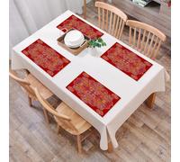 QRFASFZO Table Mats Set of 6, Place Mats Table Placemats Washable Non-slip Heat Insulation Woven Vinyl for,Mandala, Moroccan persian design, straight floral print,12x18 in