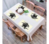 QRFASFZO Table Mats Set of 6, Place Mats Table Placemats Washable Non-slip Heat Insulation Woven Vinyl for,Japanese, portrait of a medieval warrior with war clothes and sword Bravery Asia,12x18 in