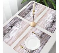 QRFASFZO Table Mats Set of 6, Place Mats Table Placemats Washable Non-slip Heat Insulation Woven Vinyl for,classic sailboat floating on the water,There is a dome building at the back,12x18 in