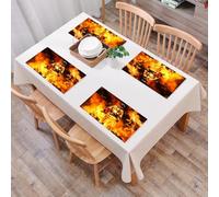 QRFASFZO Table Mats Set of 6, Place Mats Table Placemats Washable Non-slip Heat Insulation Woven Vinyl for,In to the fire a Firefighter searches for possible survivors,12x18 in