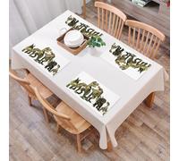 QRFASFZO Table Mats Set of 6, Place Mats Table Placemats Washable Non-slip Heat Insulation Woven Vinyl for,Diverse dinosaur display, a series of realistic green dinosaur models showing vario,12x18 in