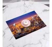 QRFASFZO Table Mats Set of 6, Place Mats Table Placemats Washable Non-slip Heat Insulation Woven Vinyl for,Night view of the city, the city shines brightly, and the lights are reflected in t,12x18 in