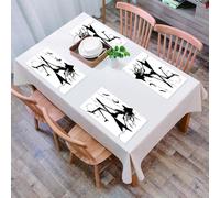 QRFASFZO Table Mats Set of 6, Place Mats Table Placemats Washable Non-slip Heat Insulation Woven Vinyl for,Music,Witch Flying on Electric Guitar Notes Bat Magical Halloween Artistic Illustra,12x18 in