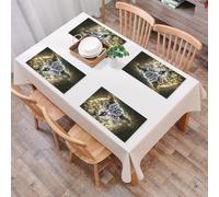 QRFASFZO Table Mats Set of 6, Place Mats Table Placemats Washable Non-slip Heat Insulation Woven Vinyl for,dramatic owl with detailed feathers and dazzling gazes surrounded by magical auras,12x18 in