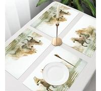 QRFASFZO Table Mats Set of 6, Place Mats Table Placemats Washable Non-slip Heat Insulation Woven Vinyl for,Animals, a herd of horses passing through shallow water, emitting infinite energy,12x18 in