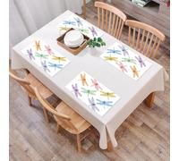 QRFASFZO Table Mats Set of 6, Place Mats Table Placemats Washable Non-slip Heat Insulation Woven Vinyl for,Dragonfly, group of dragonflies with colorful elongated body patches,12x18 in