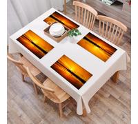 QRFASFZO Table Mats Set of 6, Place Mats Table Placemats Washable Non-slip Heat Insulation Woven Vinyl for,Lake sunset photography on the lake sunset, sky reflection, nature, sunset orange l,12x18 in
