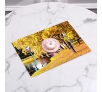 QRFASFZO Table Mats Set of 6, Place Mats Table Placemats Washable Non-slip Heat Insulation Woven Vinyl for,Nature,Beautiful Autumn Forest in City Park Saint Petersburg Russia Rural Scenic,Ye,12x18 in