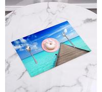QRFASFZO Table Mats Set of 6, Place Mats Table Placemats Washable Non-slip Heat Insulation Woven Vinyl for,Quiet coastal piers, tranquil beach piers extending to the turquoise sea, idyllic o,12x18 in