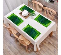 QRFASFZO Table Mats Set of 6, Place Mats Table Placemats Washable Non-slip Heat Insulation Woven Vinyl for,Exotic, Stems with Leaves Exotic Lands Fantasy Zen Garden Ecology Theme, Green,12x18 in