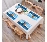 QRFASFZO Table Mats Set of 6, Place Mats Table Placemats Washable Non-slip Heat Insulation Woven Vinyl for,Lighthouse Seagulls Birds Architecture Maritime Reef Fish Undersea,12x18 in