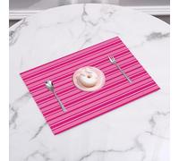 QRFASFZO Table Mats Set of 6, Place Mats Table Placemats Washable Non-slip Heat Insulation Woven Vinyl for,Pink bubble gum lines. Vector lines in pink gradient colors.,12x18 in