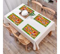 QRFASFZO Table Mats Set of 6, Place Mats Table Placemats Washable Non-slip Heat Insulation Woven Vinyl for,Circus themed adventure, browsing colorful mazes through joyful amusement park with,12x18 in