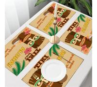 QRFASFZO Table Mats Set of 6, Place Mats Table Placemats Washable Non-slip Heat Insulation Woven Vinyl for,Aloha and Exotic Drinks, Where to Aloha meet exotic tropical drinks, Tropical invit,12x18 in