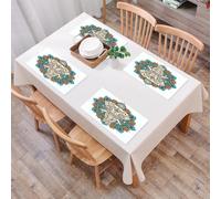 QRFASFZO Table Mats Set of 6, Place Mats Table Placemats Washable Non-slip Heat Insulation Woven Vinyl for,Mandala, animal spirit guardian of the building ethnic belief if,12x18 in