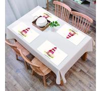 QRFASFZO Table Mats Set of 6, Place Mats Table Placemats Washable Non-slip Heat Insulation Woven Vinyl for,Lighthouse Decor, Watercolor Lighthouse Print Pastel Faded Vintage Cursive Script,12x18 in