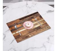 QRFASFZO Table Mats Set of 6, Place Mats Table Placemats Washable Non-slip Heat Insulation Woven Vinyl for,Rustic Wooden Plank Array，Various brown and tan boards showing signs of wear,12x18 in