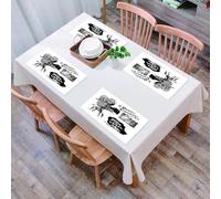 QRFASFZO Table Mats Set of 6, Place Mats Table Placemats Washable Non-slip Heat Insulation Woven Vinyl for,Movie Theater,Antique Movie Camera Hand Drawn Style Art Film Noir Genre Themed Prin,12x18 in