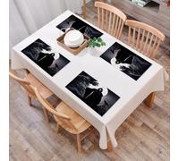 QRFASFZO Table Mats Set of 6, Place Mats Table Placemats Washable Non-slip Heat Insulation Woven Vinyl for,Illustration - Silhouette of a Grim Reaper or fantasy evil spirit in a graveyard at,12x18 in