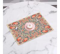 QRFASFZO Table Mats Set of 6, Place Mats Table Placemats Washable Non-slip Heat Insulation Woven Vinyl for,Paisley,Arabesque Floral Ornate Pattern Cultural Folk Persian Middle Eastern,Orange,12x18 in