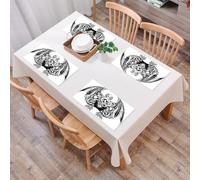 QRFASFZO Table Mats Set of 6, Place Mats Table Placemats Washable Non-slip Heat Insulation Woven Vinyl for,Kraken, Cthulhu monster evil fictional cosmic monster in woodcut style illustration,12x18 in