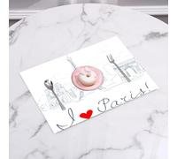 QRFASFZO Table Mats Set of 6, Place Mats Table Placemats Washable Non-slip Heat Insulation Woven Vinyl for,Parisian Decor, Sketch of the city with I Love Paris Lettering Fashion Ce,12x18 in