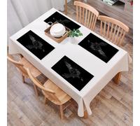 QRFASFZO Table Mats Set of 6, Place Mats Table Placemats Washable Non-slip Heat Insulation Woven Vinyl for,Grunge Bird Flying Raven Black Wildlife Page Crow Dark Detail Drawing Design Vintag,12x18 in