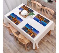 QRFASFZO Table Mats Set of 6, Place Mats Table Placemats Washable Non-slip Heat Insulation Woven Vinyl for,European,Stockholm Scenic Night at City Hall Old Town Enchanted Town Sweden View,Bl,12x18 in