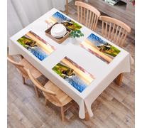 QRFASFZO Table Mats Set of 6, Place Mats Table Placemats Washable Non-slip Heat Insulation Woven Vinyl for,Lighthouse Decor, Colorful Ocean Coast Panorama Neist Point Lighthouse Scotland Uni,12x18 in