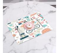 QRFASFZO Table Mats Set of 6, Place Mats Table Placemats Washable Non-slip Heat Insulation Woven Vinyl for,Paris, Flowers of the Eiffel Tower of the Dove of1,12x18 in
