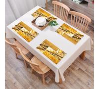 QRFASFZO Table Mats Set of 6, Place Mats Table Placemats Washable Non-slip Heat Insulation Woven Vinyl for,Harvest,Collage Story Wheat Various Types of Bread Baking Culture,12x18 in