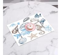QRFASFZO Table Mats Set of 6, Place Mats Table Placemats Washable Non-slip Heat Insulation Woven Vinyl for,l art, hand-painted various marine life, turtles, sea horses and shells,12x18 in