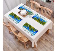 QRFASFZO Table Mats Set of 6, Place Mats Table Placemats Washable Non-slip Heat Insulation Woven Vinyl for,Hammock under coconut palms on tropical beach，Relax on the tranquil coastal hammock,12x18 in