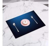 QRFASFZO Table Mats Set of 6, Place Mats Table Placemats Washable Non-slip Heat Insulation Woven Vinyl for,Navy blue, Digital stylized horizontal lines Modern Shadow Effects Styl,12x18 in