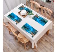 QRFASFZO Table Mats Set of 6, Place Mats Table Placemats Washable Non-slip Heat Insulation Woven Vinyl for,Iceland, the interior of blue ice caves sparkles, adventurers navigate through the,12x18 in